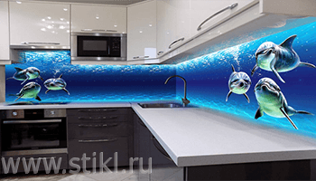 3D фотопечать на стекле на кухонном уголке - скинали